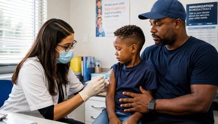 Young child at a routine health check