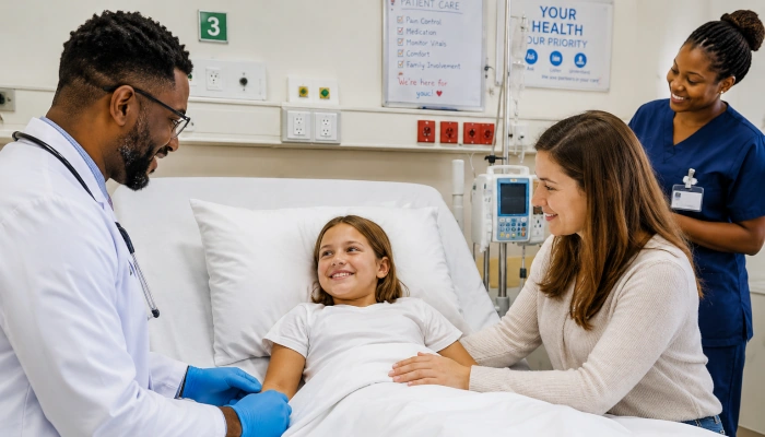 Specialist paediatric medical team in hospital